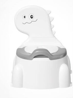 White Dinosaur themed Toddler Potty Trainer with Gray Seat